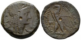 The Ptolemies, Ptolemy VI, 180-145 Alexandria Bronze circa 180-145, Æ 29mm., 16.64g. Diademed head of Alexandria r. Rev. Eagle standing l. on thunderb...
