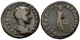 Macedonia, Thessalonica Gordian III, 238-244 Bronze circa 238-244, Æ 25.8mm., 9.69g. Radiate, draped, and cuirassed bust r. Rev. Apollo standing l., h...