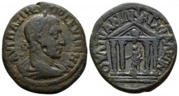 Thrace, Anchialus Maximinus I, 235-238 Bronze circa 235-238, Æ 25.2mm., 10.38g. Laureate, draped and cuirassed bust r. Rev. Tetrastyle temple containi...