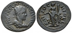 Pisidia, Antioch Volusian, 251-253 Bronze circa 251-253, Æ 23mm., 5.55g. Radiate, draped and cuirassed bust r. Rev. Genius standing l., holding cornuc...