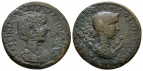 Cilicia, Anazarbus Tranquillina, wife of Gordian III Bronze circa 238-244, Æ 25.5mm., 11.83g. Draped bust r., wearin stephane. Rev. Bust of lunar godd...