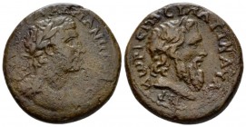Phoenicia, Dora Hadrian, 117-138 Bronze circa 117-118, Æ 24.5mm., 12.09g. Laureate and cuirassed bust r. Rev. Laureate head of Doros r.; below, ΠP. RP...