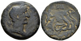 Egypt, Alexandria Trajan, 98-117 Drachm circa 111-112 (year 15), Æ 33.8mm., 19.27g. Laureate, draped and cuirassed bust r. Rev. Triptolemos in chariot...