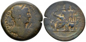 Egypt, Alexandria Trajan, 98-117 Drachm circa 113-114 (year 17), Æ 28.8mm., 20.34g. Bust r., wearing wreath with ears of corn and with drapery on l. s...