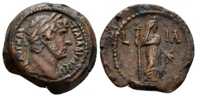 Egypt, Alexandria Hadrian, 117-138 Obol circa 126-127 (year 11), Æ 18.8mm., 5.03g. Laureate bust r., drapey on l. shoulder. Rev. Demeter standing r., ...