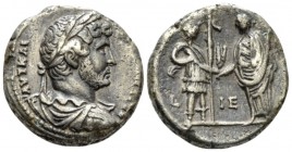 Egypt, Alexandria Hadrian, 117-138 Tetradrachm circa 130-131 (year 15), billon 23.3mm., 12.73g. Laureate, draped and cuirassed bust r. Rev. Alexandria...