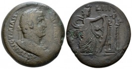 Egypt, Alexandria Hadrian, 117-138 Drachm circa 133-134 (year 18), Æ 33.4mm., 23.52g. Laureate, draped and cuirassed bust r. Rev. Isis Pharia advancin...