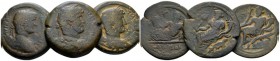Egypt, Alexandria Hadrian, 117-138 Lotof 3 Drachms circa 131-136, Æ 33.6mm., 70.28g. Laureate, draped, and cuirassed bust r. Rev. Nilus seated l. on c...