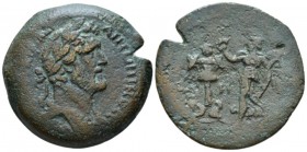 Egypt, Alexandria Antoninus Pius, 138-161 Drachm circa 154-155 (year 18), Æ 34.2mm., 23.57g. Laureate head r. Rev. Nike, holding wreath and palm-branc...