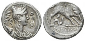 C. Hosidius C.f. Geta. Denarius circa 68, AR 18mm., 3.80g. III·VIR – GETA Diademed and draped bust of Diana r., with bow and quiver over shoulder. Rev...