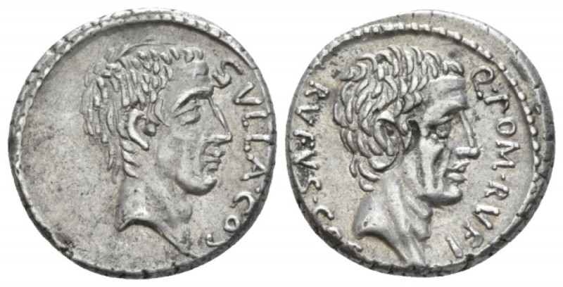 Q. Pompeius Rufus. Denarius circa 54, AR 17.3mm., 3.94g. Q POM·RVFI – RVFVS·COS ...