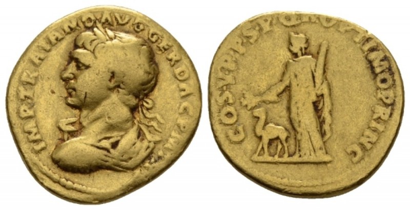 Trajan, 98-117 Aureus circa 109, AV 18mm., 6.98g. Laureate, draped and cuirassed...