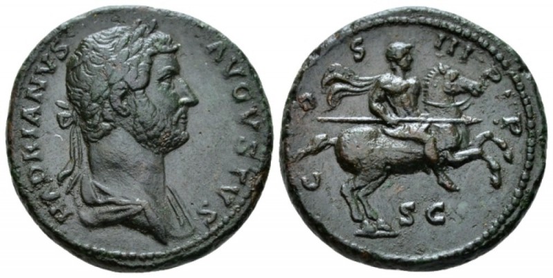 Hadrian, 117-138 As circa 132-134, Æ 26mm., 11.50g. Laureate bust r. Rev. Empero...