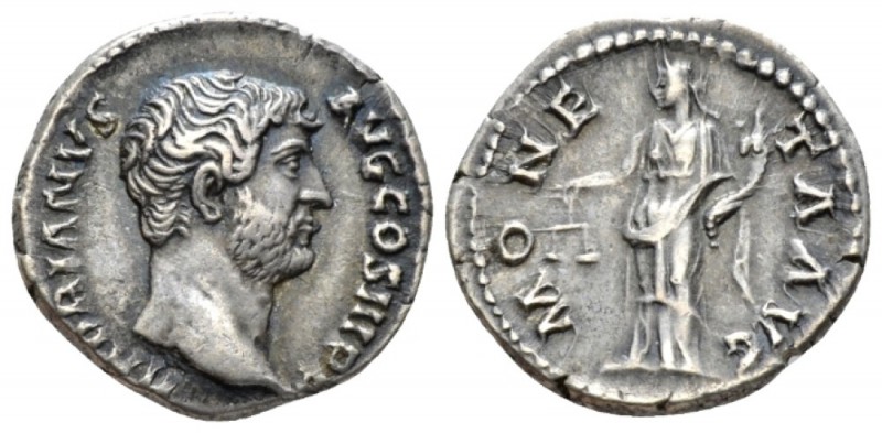 Hadrian, 117-138 Denarius circa 134-138, AR 17.2mm., 3.10g. HADRIANVS AVG COS II...