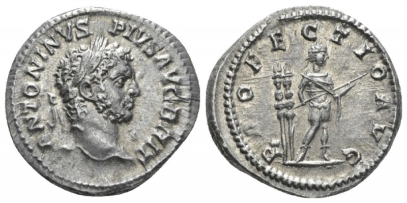 Caracalla, 198-217 Denarius circa 210-213, AR 19.2mm., 3.22g. Laureate head r. R...