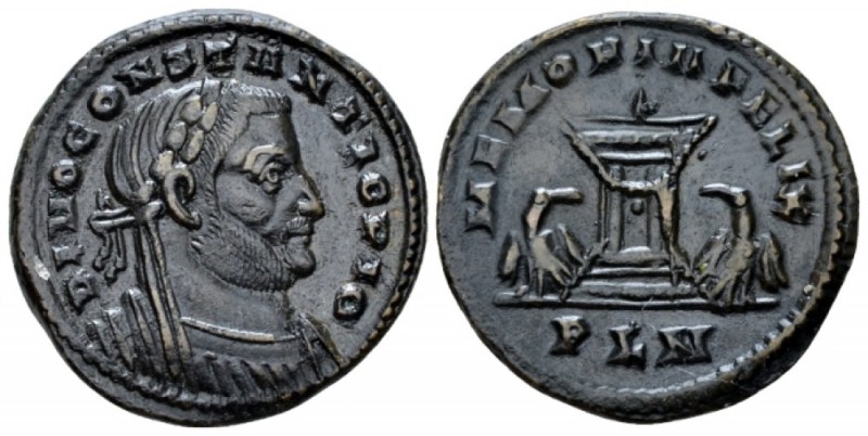 Divus Constantius I, died 306. Follis after 306, Æ 25mm., 6.50g. Veiled, laureat...