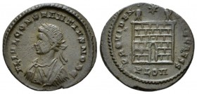 Constantius II Caesar, 324-337. Follis Londinium circa 324-325, Æ 19.6mm., 2.46g. Laureate, draped and cuirassed bust of l.. Rev. PROVIDENTIAE CAESS C...