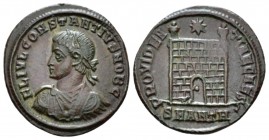 Constantius II Caesar, 324-337. Æ3 Antioch circa 326-327, Æ 18.3mm., 2.46g. Laureate, draped, and cuirassed bust l. Rev. Camp gate; above, star. ·//SM...