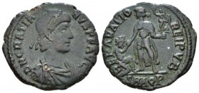 Gratian, 367-383 Æ2 Aquileia circa 378-383, Æ 24mm., 4.69g. D N GRATIANVS P F AVG Diademed, draped and cuirassed bust r. Rev. REPARATIO REIPVB The Emp...