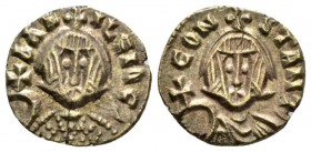Basil I, 867-886 Semissis Syracuse circa 867-886, EL 13.5mm., 1.29g. Crowned facing bust, wearing chlamys and holding cross on globe. Rev. CONSTANT si...