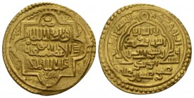 ISLAMIC, Mongols. Ilkhanids. Abu Sa'id Bahadur. AH 716-736 / AD 1316-1335. Dinar Abu Ishaq 722, AV 25.5mm., 9.17g. Type C.

Very Fine.