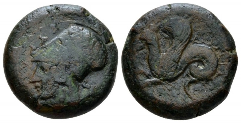 Sicily, Syracuse Bronze circa 400-390, Æ 21mm., 8.61g. Head of Athena l., wearin...