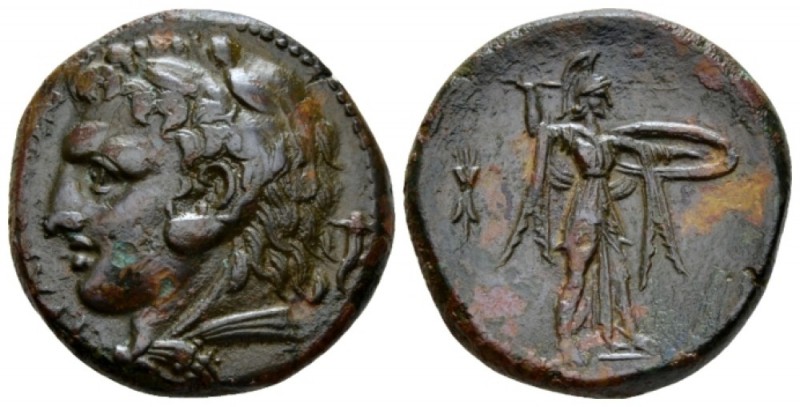 Sicily, Syracuse Bronze circa 278-275, Æ 23mm., 11.43g. Head of Heracles l., wea...