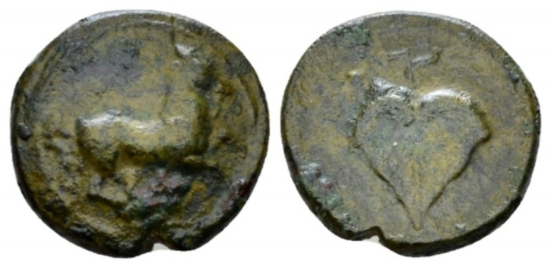 Sicily, Unidentified mercenaries Bronze circa 344-336, Æ 13mm., 1.49g. Horse run...
