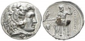 Kingdom of Macedon, Alexander III, 336 – 323 Babylon Plated tetradrachm circa 323-317, AR 28mm., 16.65g. Head of Heracles r., wearing lion's skin head...