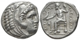 Kingdom of Macedon, Alexander III, 336 – 323 Amphipolis Tetradrachm circa 323-320, AR 26mm., 17.01g. Head of Heracles r., wearing lion-skin headdress....