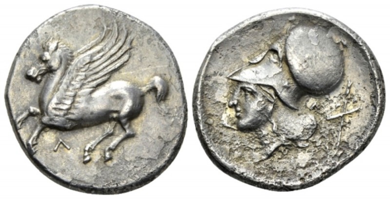 Acarnania, Leucas Stater circa 350-300 BC, AR 22mm., 8.08g. Pegasus flying l.; b...