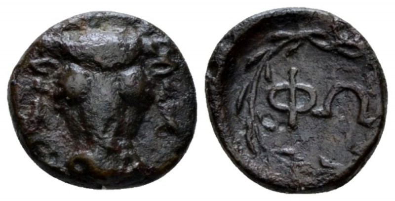 Phocis, Bronze circa 370's-360's, Æ 13mm., 1.87g. Facing bull's head. Rev. ΦΩ in...