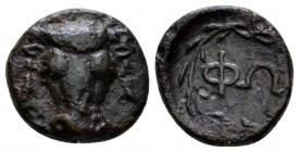 Phocis, Bronze circa 370's-360's, Æ 13mm., 1.87g. Facing bull's head. Rev. ΦΩ in wreath. Laffaille 348. BCD Lokris-Phocis 274.

Brown tone, Very Fin...