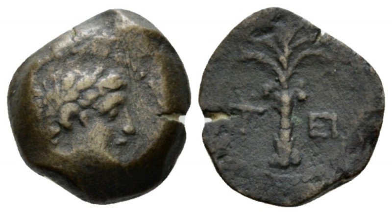 Argolis, Halieis Chalkous circa 340-330, Æ 12.8mm., 2.48g. Laureate head of Apol...