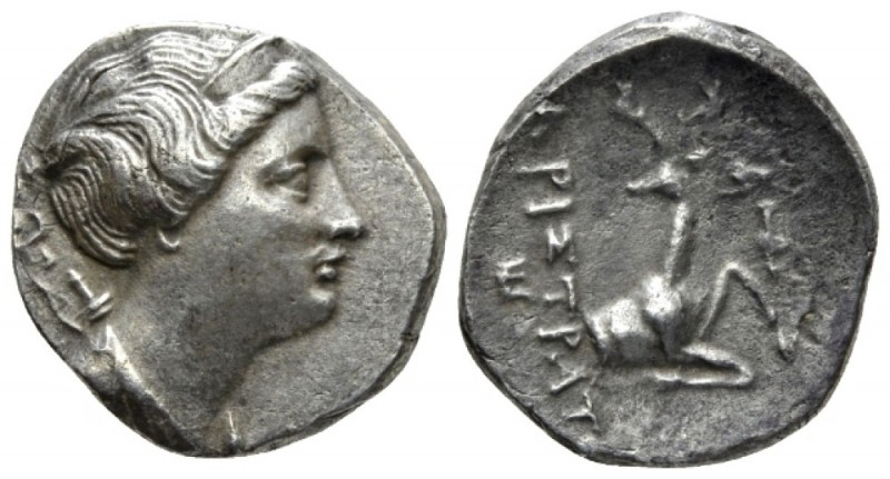 Ionia, Ephesus Didrachm circa 258-202, AR 20mm., 6.44g. Draped bust of Artemis r...