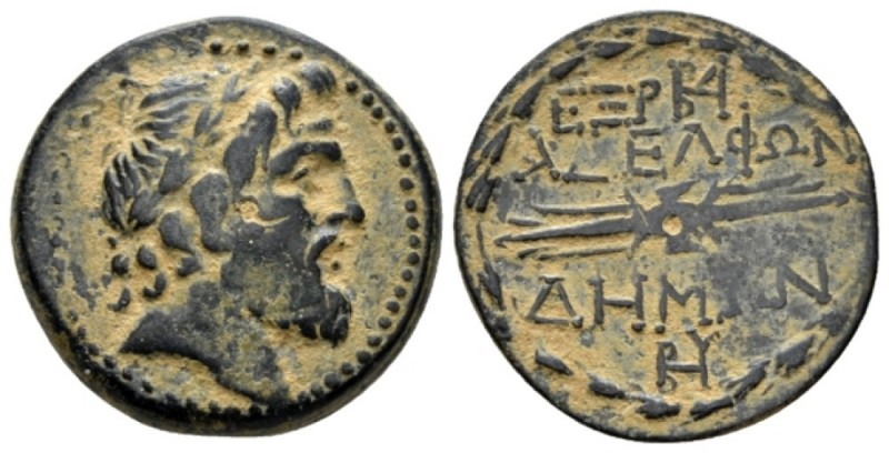 Seleucis ad Pieria, Tetrapolis Bronze circa II cent. BC, Æ 21mm., 6.91g. Laureat...