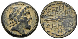 Seleucis ad Pieria, Tetrapolis Bronze circa II cent. BC, Æ 21mm., 6.91g. Laureate head of Zeus r. Rev. Thunderbol within wreath. SNG Copenhagen 397. B...