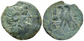 The Ptolemies, Ptolemy IX-Ptolemy X, II-I cent. Uncertain mint in Cyprus Bronze II-I century BC, Æ 23mm., 4.80g. Diademed head of Zeus -Ammon r. Rev. ...