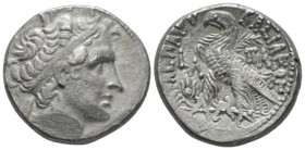 The Ptolemies, Ptolemy XII Auletes. 80-51. Alexandria Tetradrachm circa 52-51, AR 25mm., 14.86g. Diademed head of Ptolemy r., wearing aegis around nec...