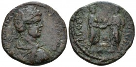 Pontus, Amasia Caracalla, 198-217 Bronze circa 207, Æ 28.2mm., 13.20g. Laureate, draped and cuirassed bust r. Rev. Caracalla and Geta standing facing ...