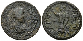 Pamphilia, Magydus Valerian II Caesar, 253-255 Bronze circa 256-257, Æ 24.9mm., 9.96g. Radiate, drped and cuirassed bust r. Rev. Sarapis standing l., ...