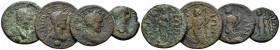 Pamphilia, Perga Philip II, 247-249 Lot of 4 Bronzes II-III cent, Æ 25mm., 22.60g. Lot of 4 Bronzes: Caracalla, Philip II (2), T. Decius

About Very...