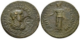 Pamphilia, Side Valerian II Caesar, 253-255 Bronze circa 253-255, Æ 31mm., 13.88g. Bareheaded, draped, and cuirassed bust r. above eagle; [IA (mark of...