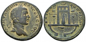 Cyprus, Koinon Caracalla, 198-217 Bronze circa 198-211, Æ 31.8mm., 16.54g. Laureate head r. Rev. Temple of Paphian Aphrodite. Parks 25.

Very Fine.