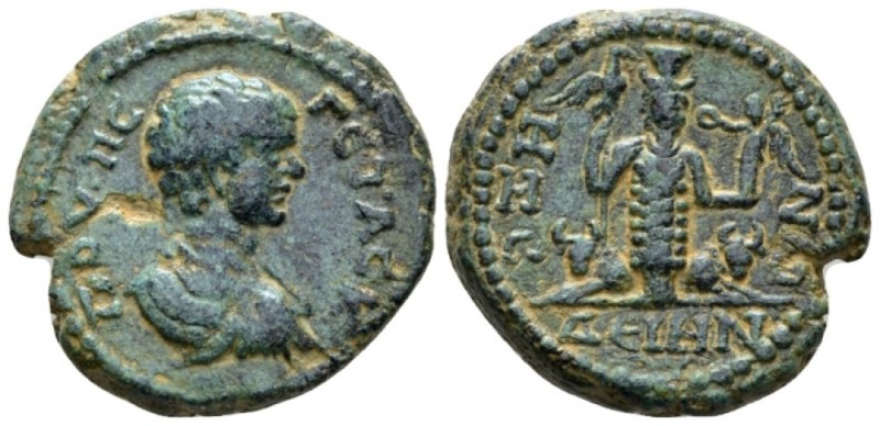 Decapolis, Dium Geta Caesar, 198-209 Bronze circa 205-206, Æ 23mm., 11.88g. Bare...