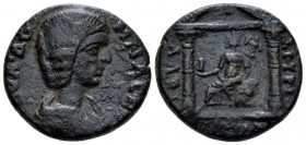 Decapolis, Petra Julia Domna, wife of Septimius Severus Bronze circa 193-211, Æ 23mm., 7.96g. Draped bust r. Rev. Distyle temple with pellet in pedime...