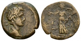 Egypt, Alexandria Octavian as Augustus, 27 BC – 14 AD Obol circa 11-12 (year 41 ?), Æ 17.9mm., 3.35g. Laureate head r. Rev. Nike advancing l., holding...