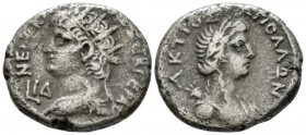 Egypt, Alexandria Nero, 54-68 Tetradrachm circa 67-68 (year 14), billon 27mm., 12.58g. Radiate bust of Nero l., wearing aegis; in l. field, L ΙΔ. Rev....