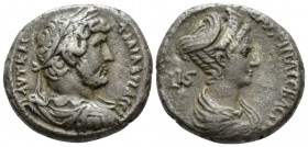 Egypt, Alexandria Hadrian, 117-138 Tetradrachm circa 131-132 (year 16), billon 24.6mm., 12.15g. Laureate, draped and cuirassed bust r. Rev. СΑΒƐΙΝΑ СƐ...