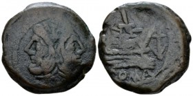 As circa 169-158, Æ 31.4mm., 23.55g. Laureate head of Janus; above, mark of value. Rev. Prow r.; above, mark of value and before, anchor. Below, ROMA....